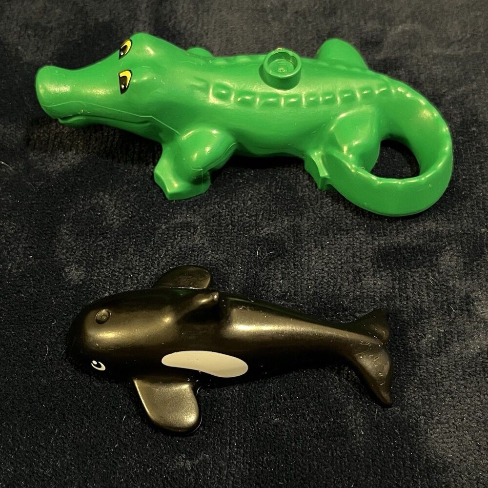 LEGO DUPLO 2284 Alligator 6434 Baby Orca Whale Animal Figures Vintage Lot
